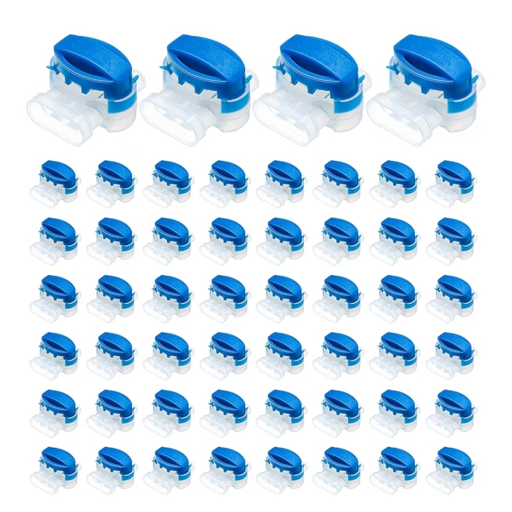 50 Piece 3 Way Electrical Wire Connectors Locks Self Stripping NEW